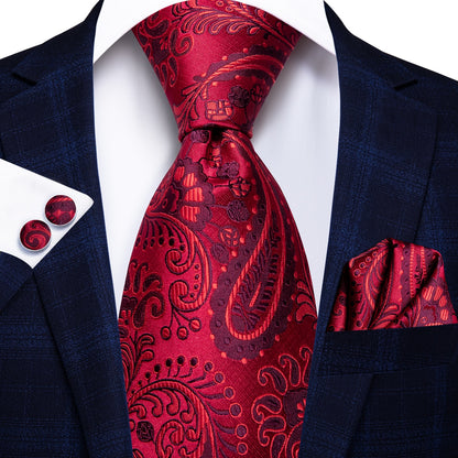 Burgundy Paisley Silk Tie