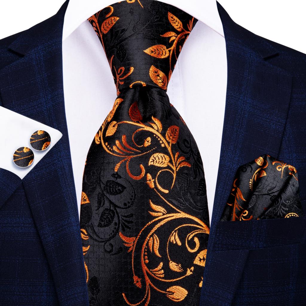 Navy Solid Paisley Silk Tie