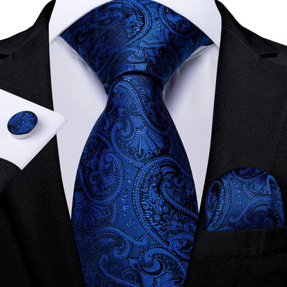 Navy Solid Paisley Silk Tie