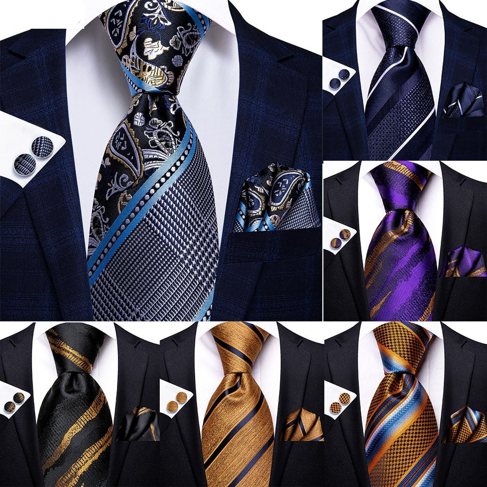 Striped Silk Business Tie Set