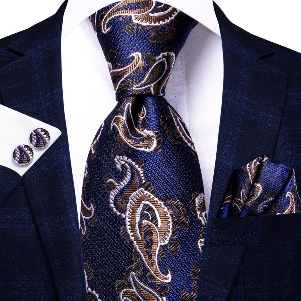 Navy Solid Paisley Silk Tie