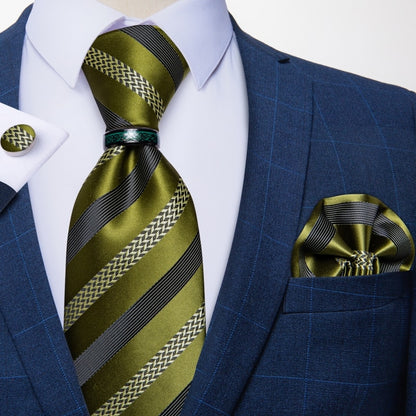 Men Green Silk Tie Set