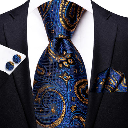 Navy Solid Paisley Silk Tie