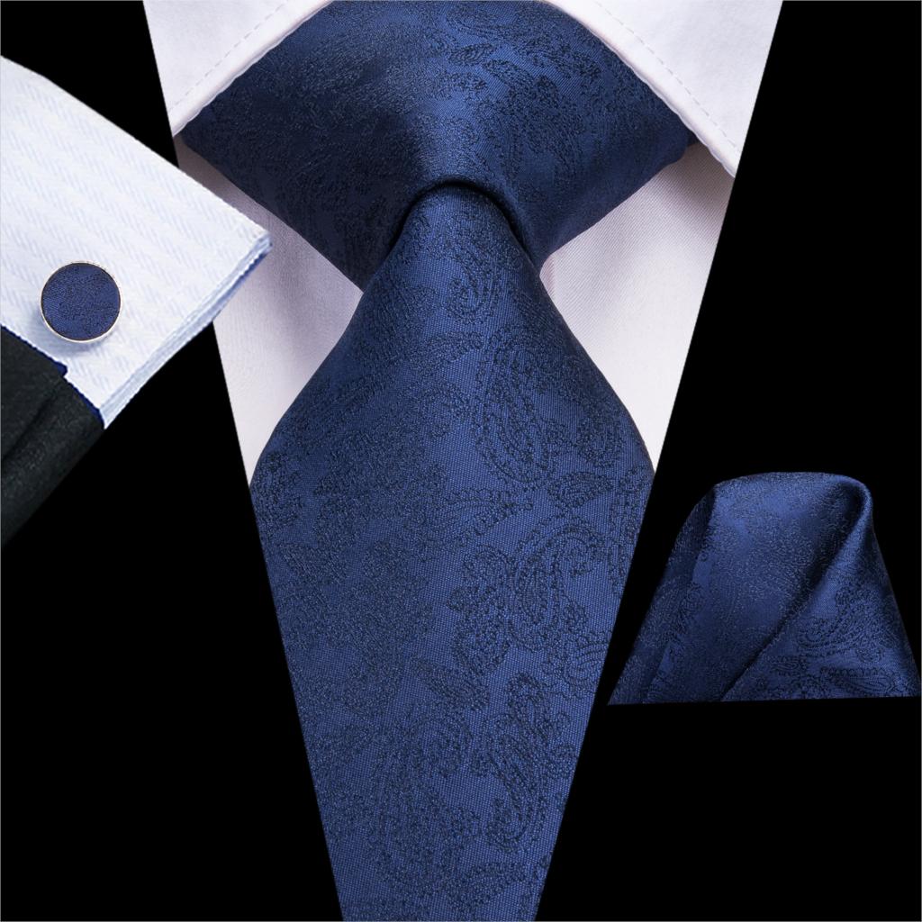 Navy Solid Paisley Silk Tie