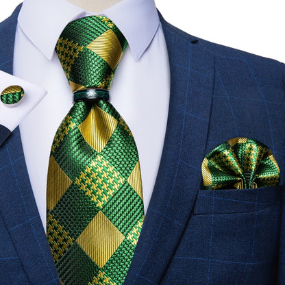 Men Green Silk Tie Set