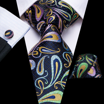 Black Paisley Silk Tie Set