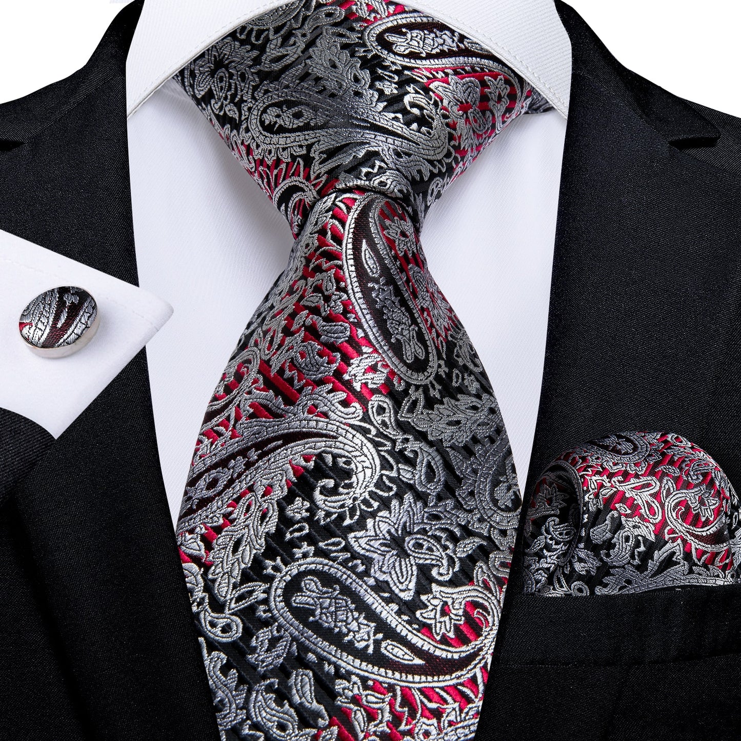 Gray Paisley Silk Ties Set