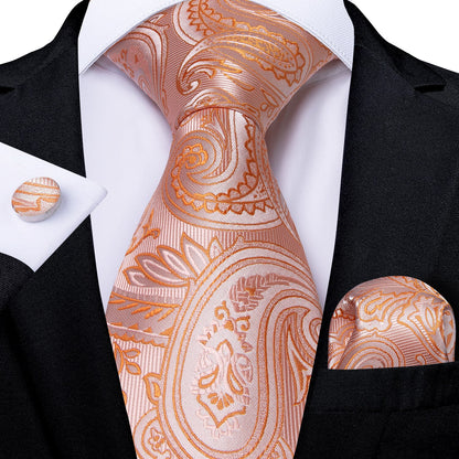 Orange Silk Ties Set