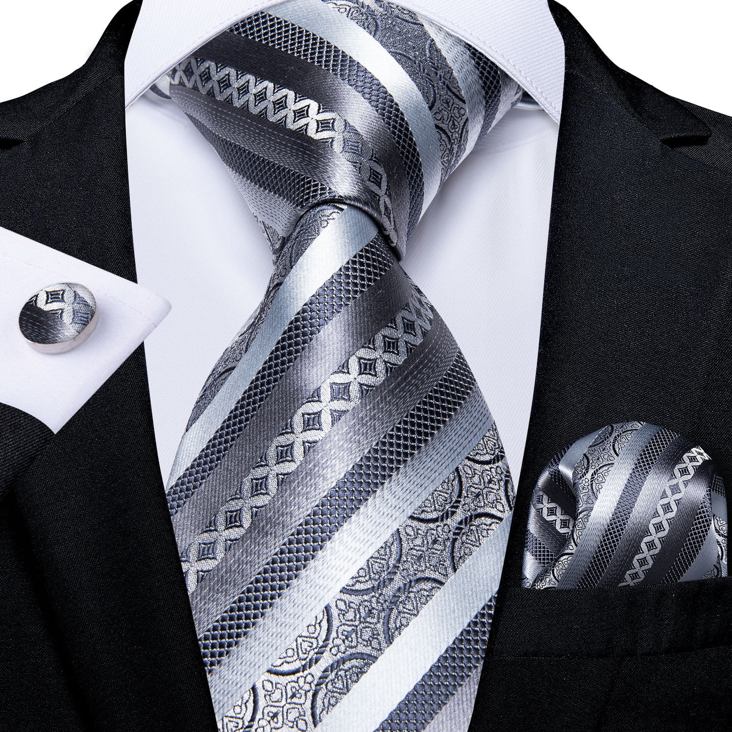 Gray Paisley Silk Ties Set