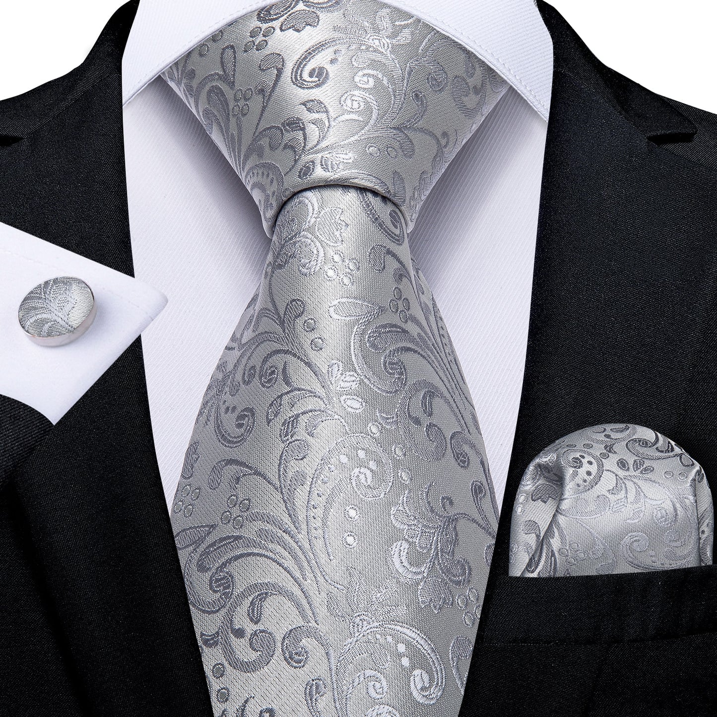 Gray Paisley Silk Ties Set