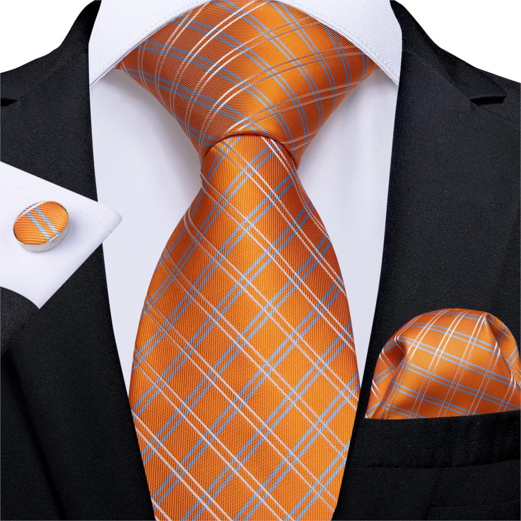 Orange Silk Ties Set