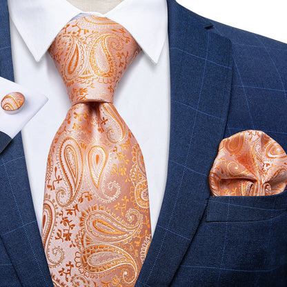 Orange Silk Ties Set