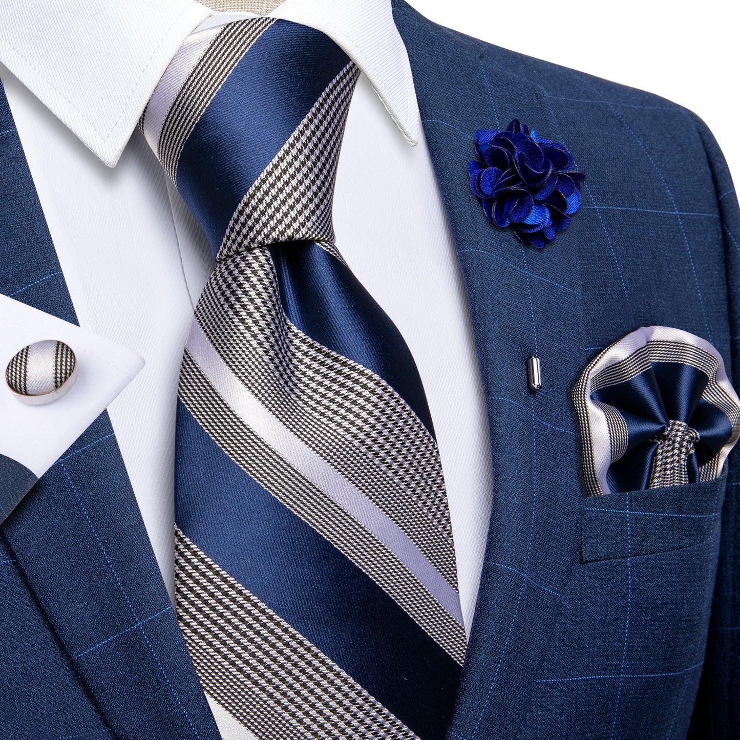 Tie Pocket Square Cufflinks Set