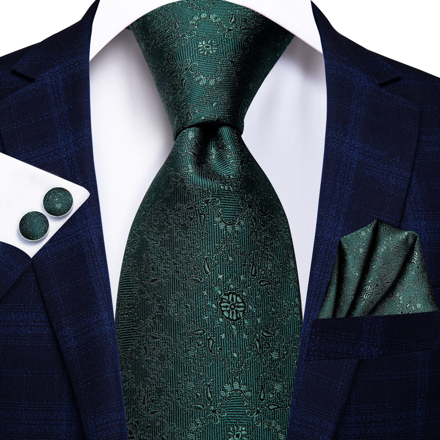 Green Paisley Silk Tie Set