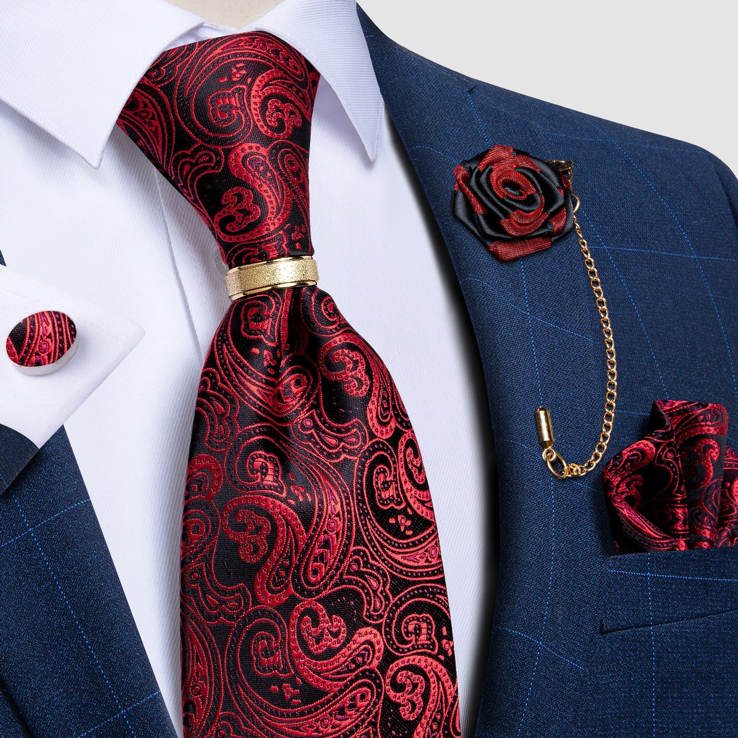 Luxury Paisley Solid Tie Set