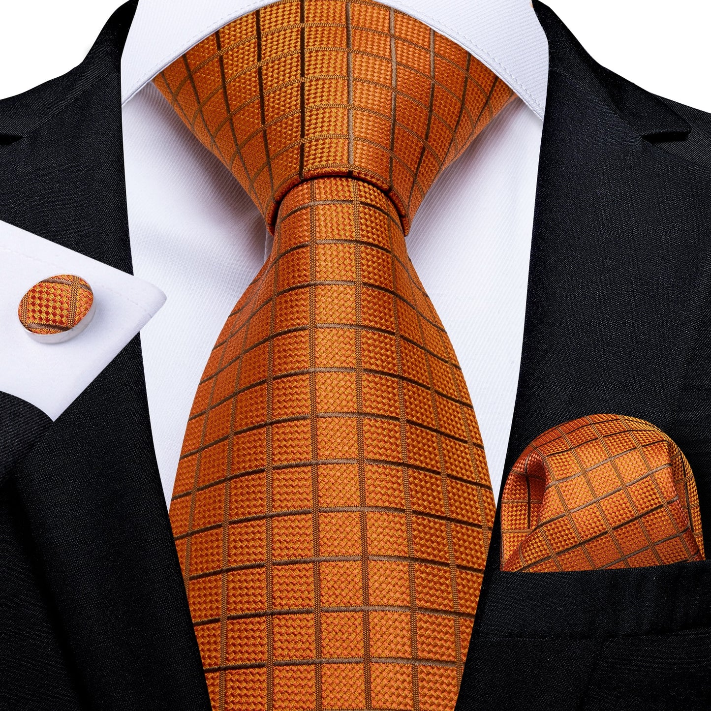 Orange Silk Ties Set