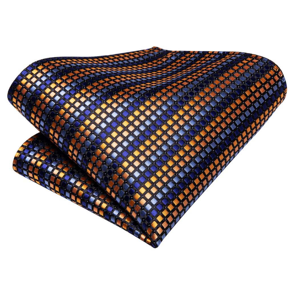 Gold Blue Striped Silk Tie