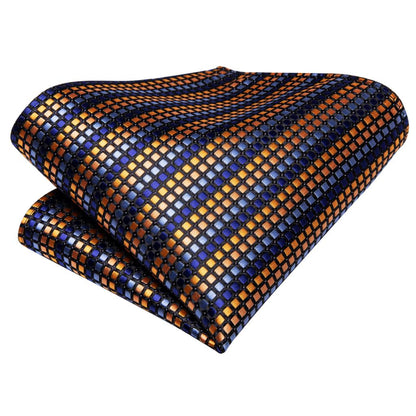 Gold Blue Striped Silk Tie