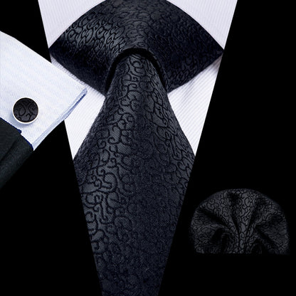 Black Paisley Silk Tie Set