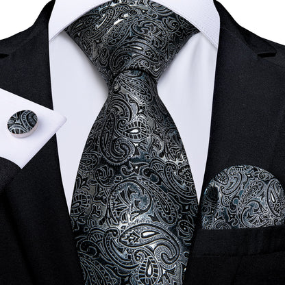 Gray Paisley Silk Ties Set