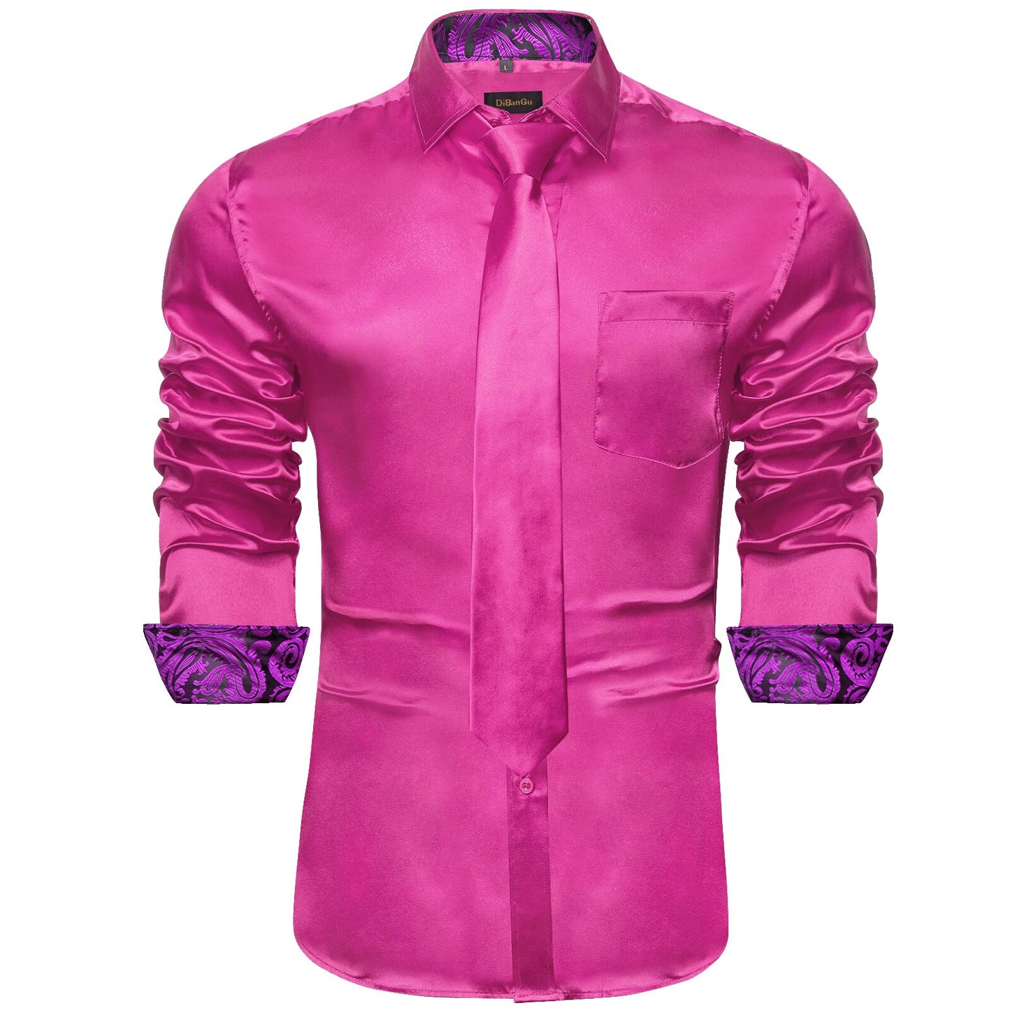 Long Sleeve Satin Dress Shirt