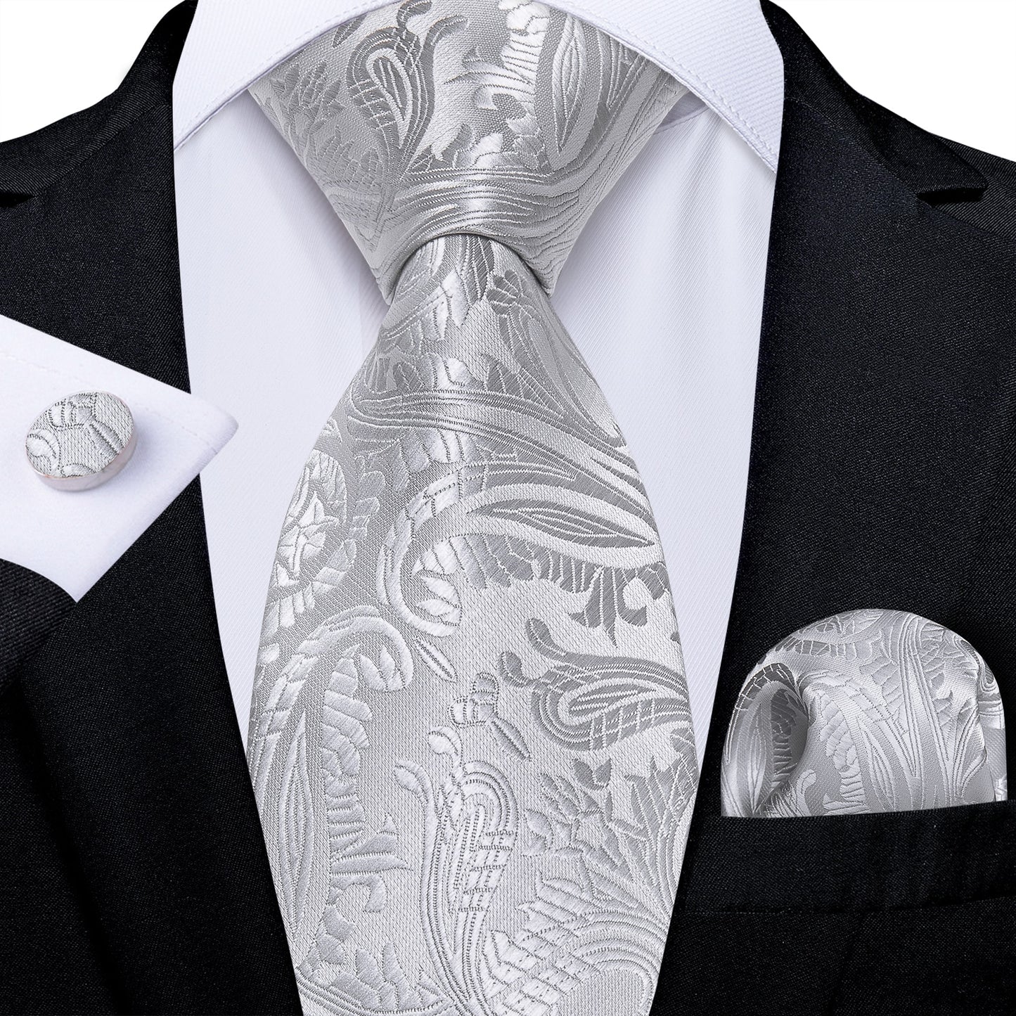 Gray Paisley Silk Ties Set