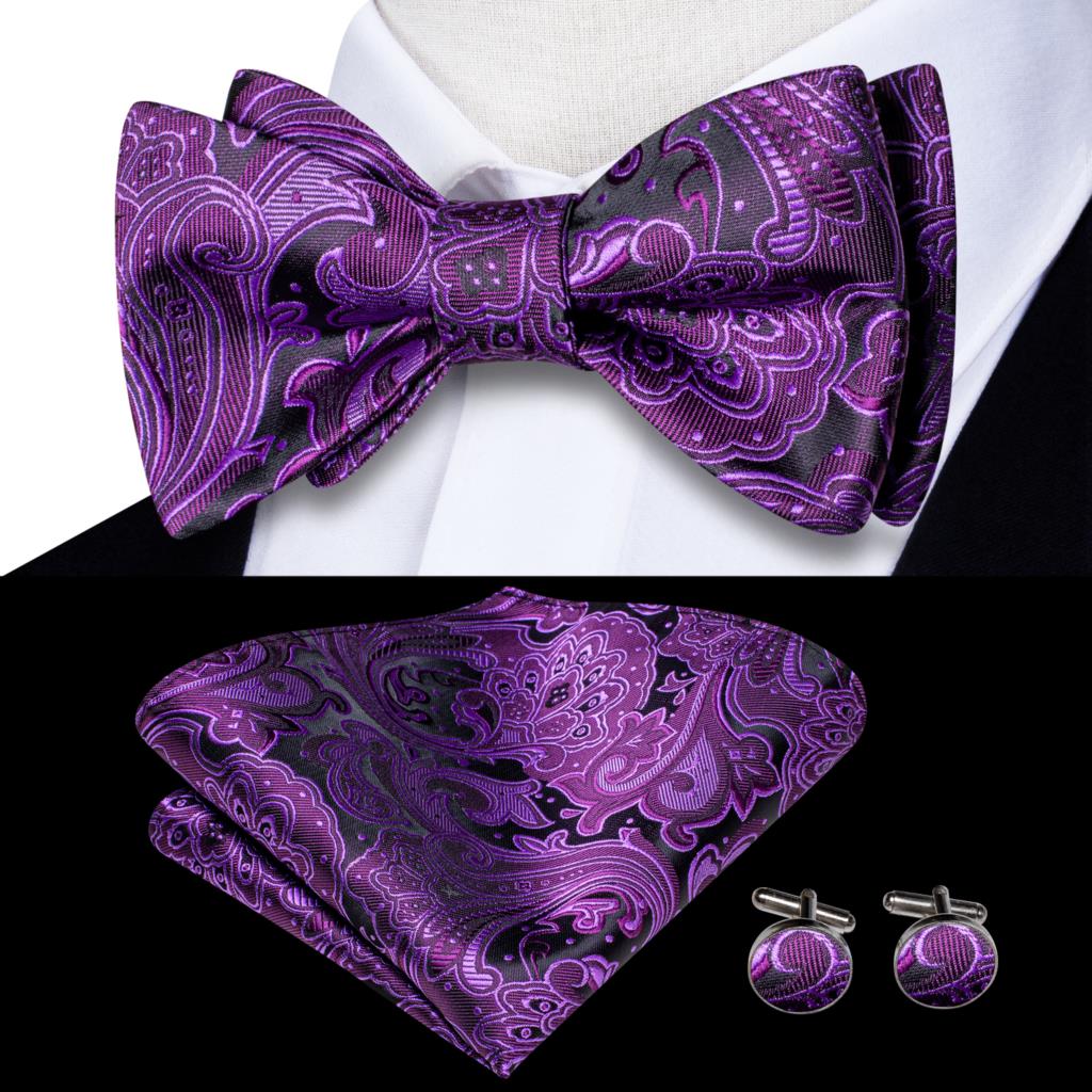 Jacquard Silk Mens Self Bow Tie