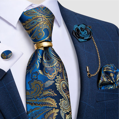 Luxury Paisley Solid Tie Set