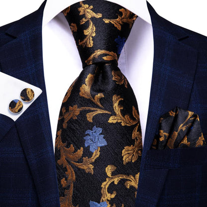 Navy Solid Paisley Silk Tie