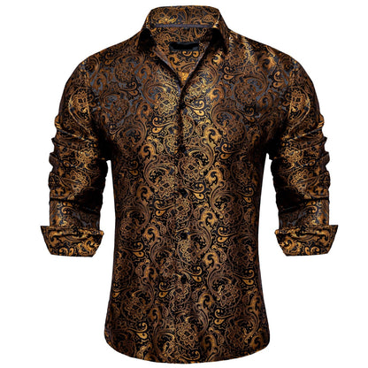 Long Sleeve Paisley Silk Shirts