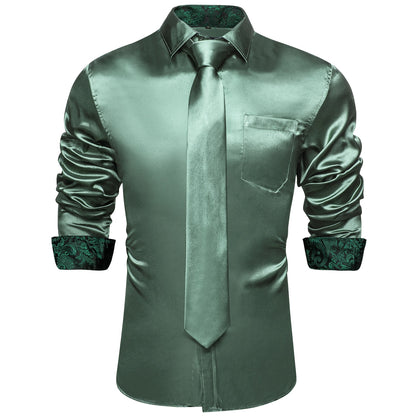 Long Sleeve Satin Dress Shirt