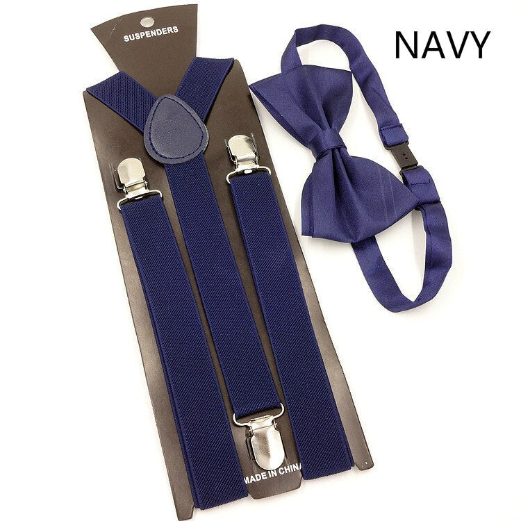 Elastic Suspender Bowtie Set