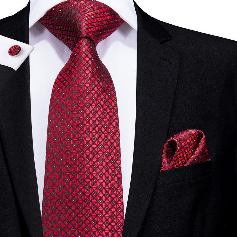 Burgundy Plaid Silk Tie