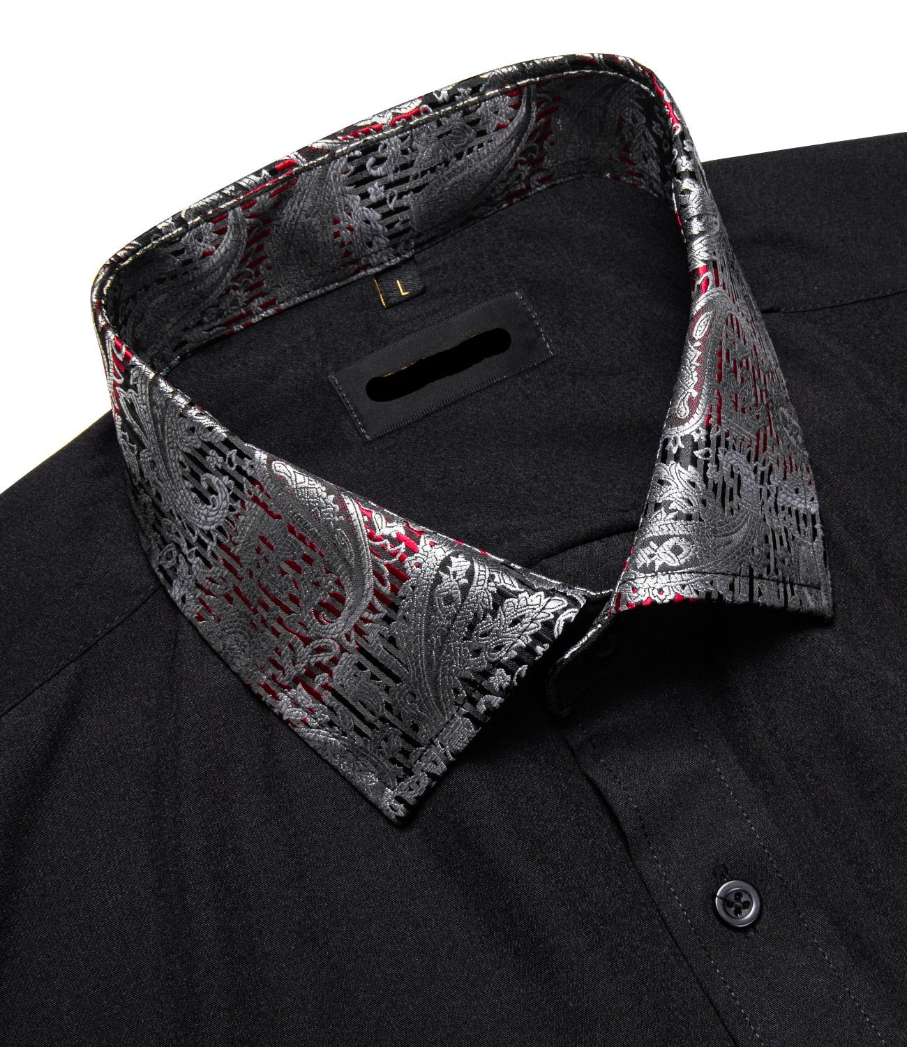 Dress Shirts Splicing Paisley Collar