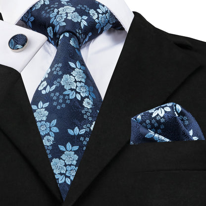 Navy Solid Paisley Silk Tie