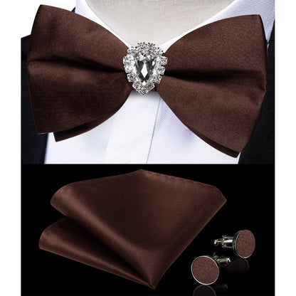 Pre-tied Bowtie Cufflinks Ring Set