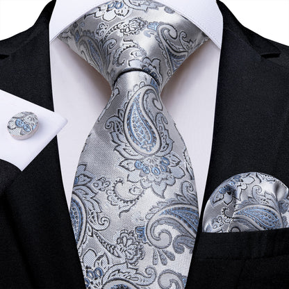 Gray Paisley Silk Ties Set