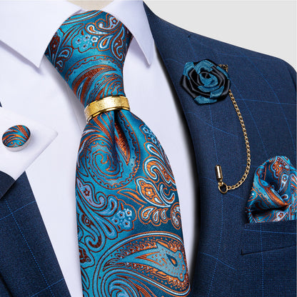 Luxury Paisley Solid Tie Set