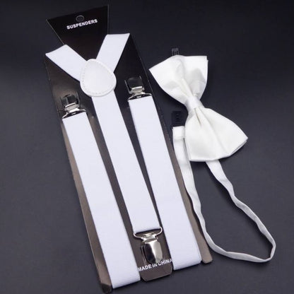 Elastic Suspender Bowtie Set