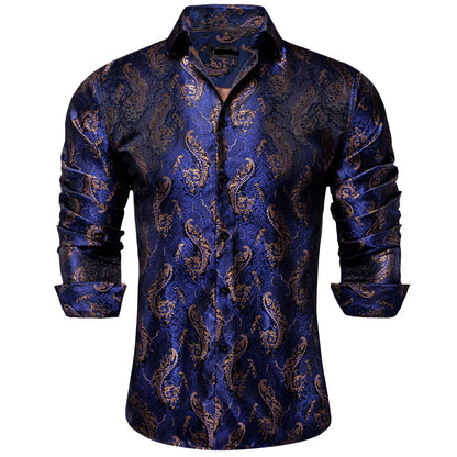 Long Sleeve Paisley Silk Shirts