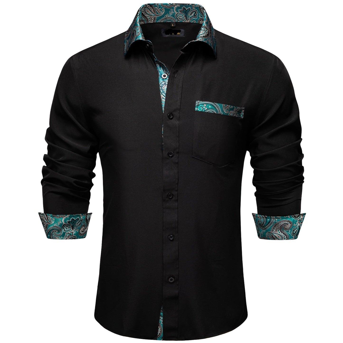 Dress Shirts Splicing Paisley Collar