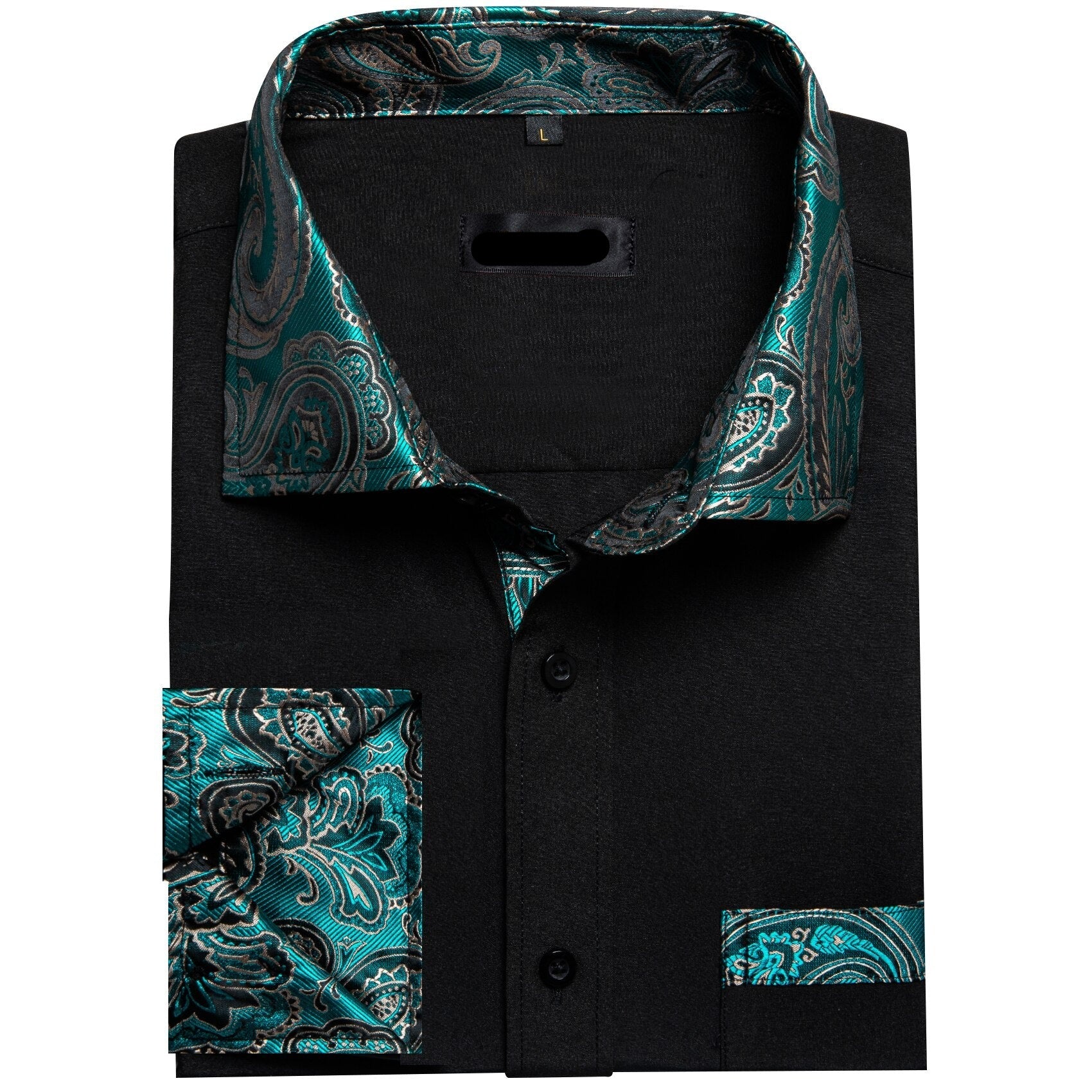 Paisley Splicing Solid Shirts