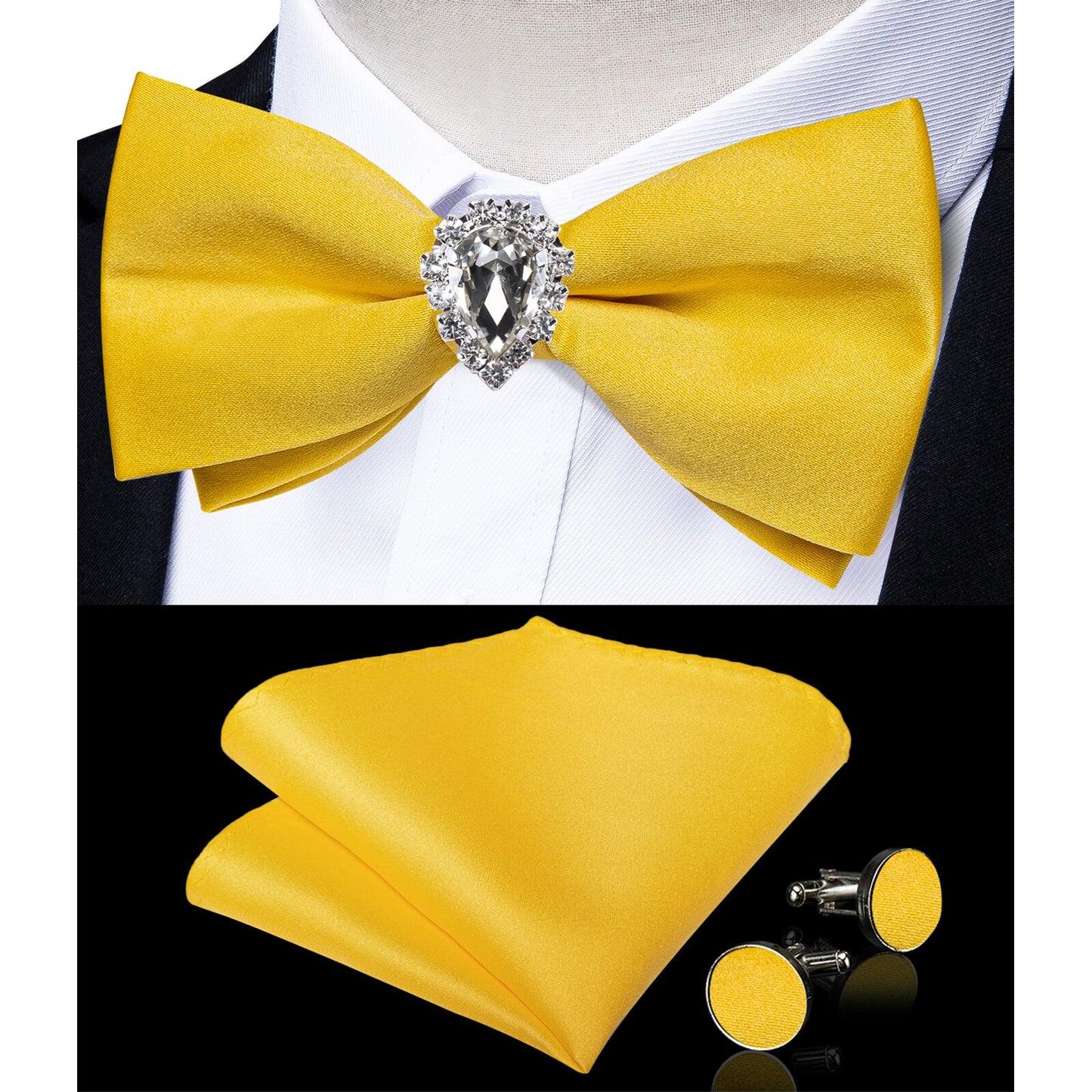 Pre-tied Bowtie Cufflinks Ring Set