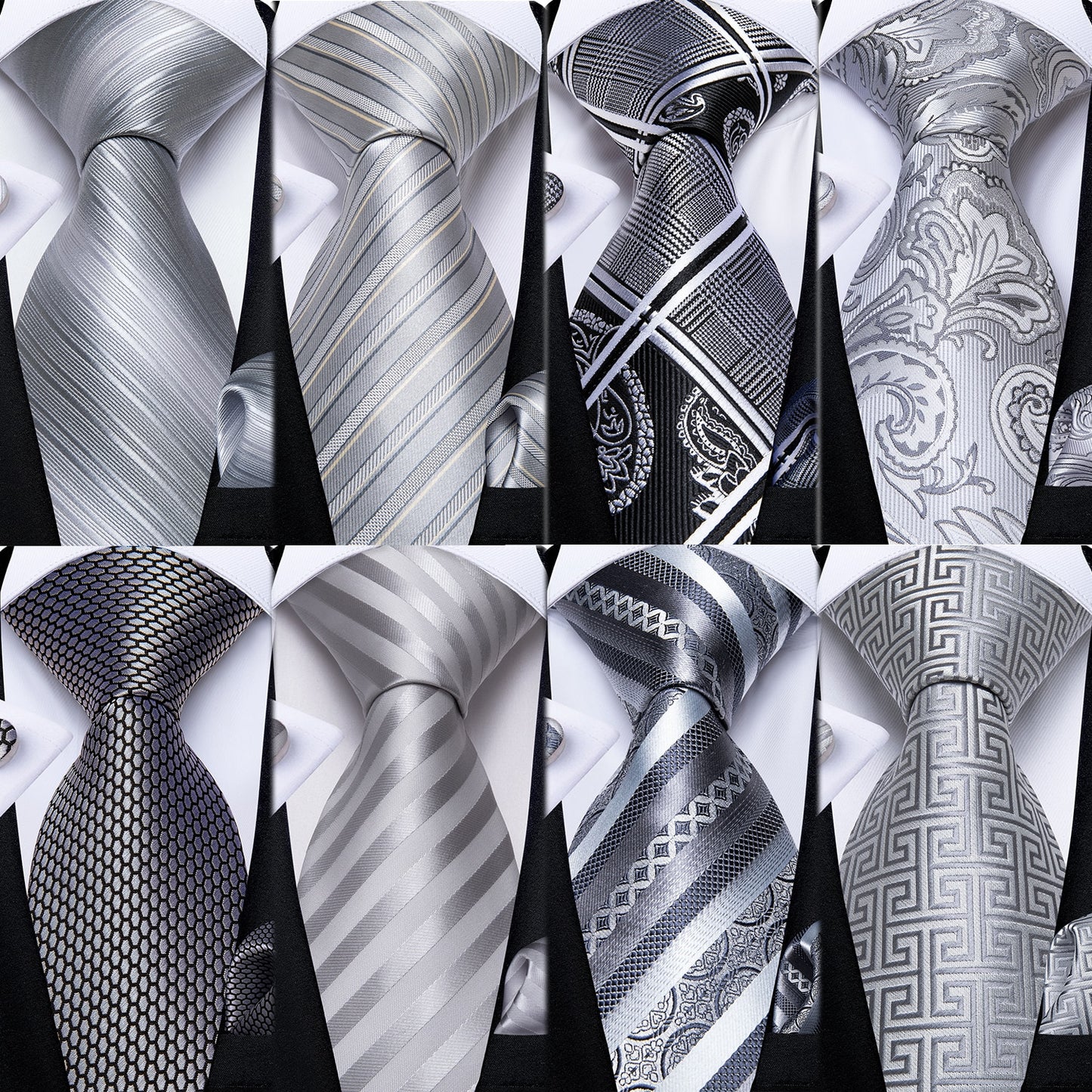 Gray Paisley Silk Ties Set