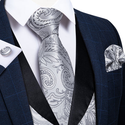 Gray Paisley Suit Vest Set