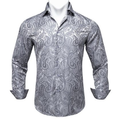 Long Sleeve Paisley Silk Shirts