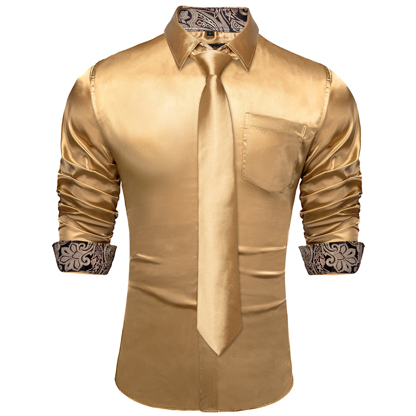 Long Sleeve Satin Dress Shirt