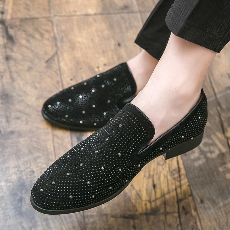 Black Rhinestone Loafers