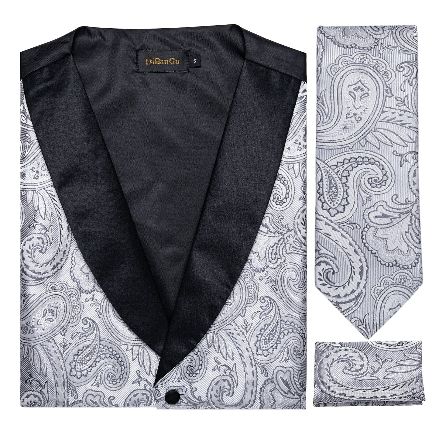 Gray Paisley Suit Vest Set