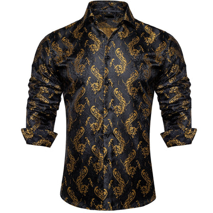 Long Sleeve Paisley Silk Shirts